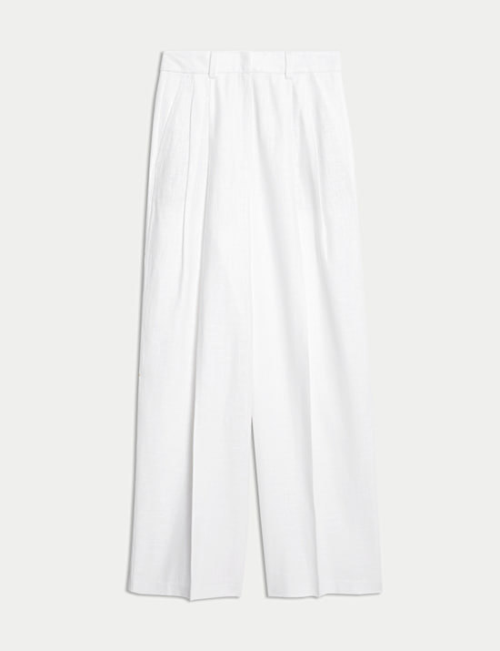 Linen Rich Twill Wide Leg Trousers