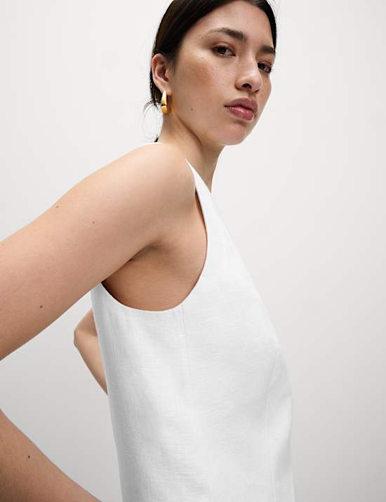 Linen Rich Twill Textured Asymmetric Waistcoat