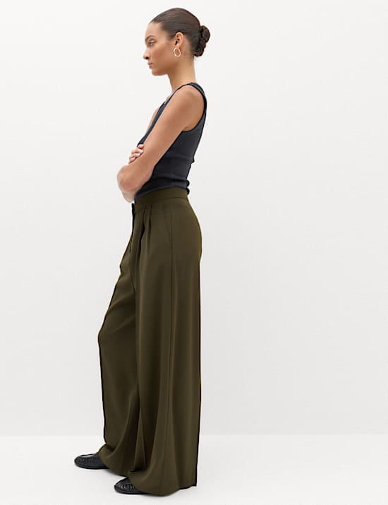 Pleated Wide Leg Trousers