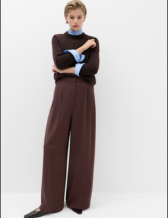 Pleated Wide Leg Trousers