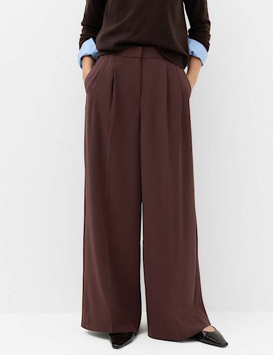 Pleated Wide Leg Trousers