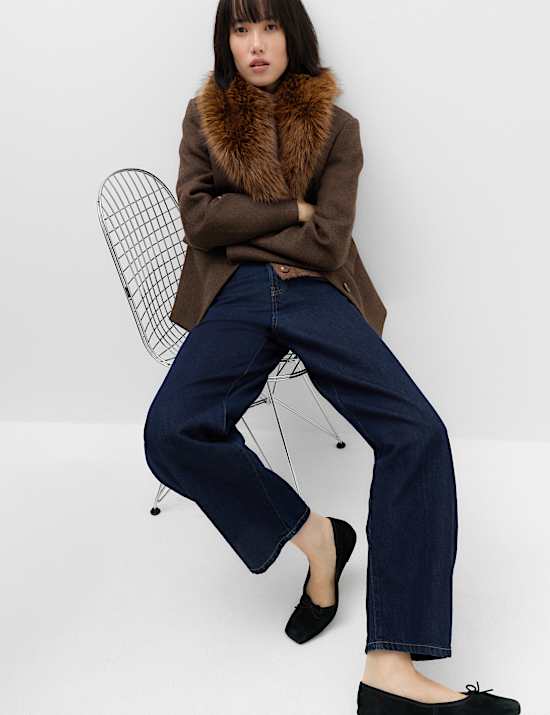 Faux Fur Trim Textured Blazer