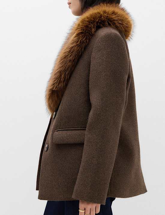 Faux Fur Trim Textured Blazer