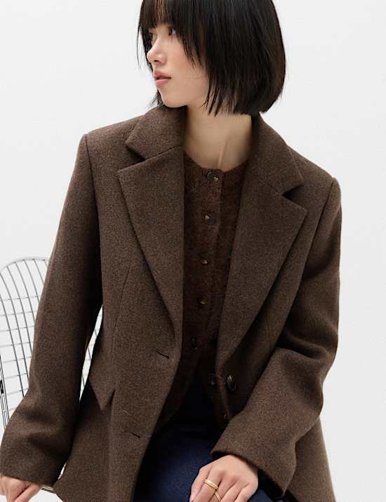 Faux Fur Trim Textured Blazer
