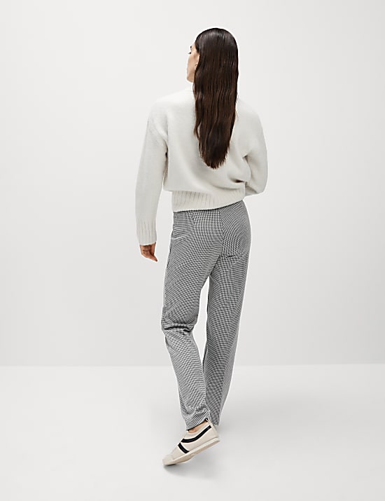 Pantalon droit en jersey à carreaux