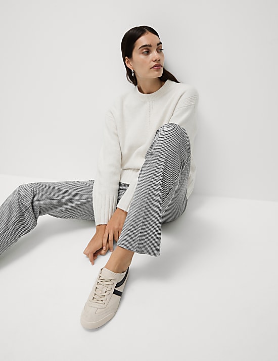 Pantalon droit en jersey à carreaux