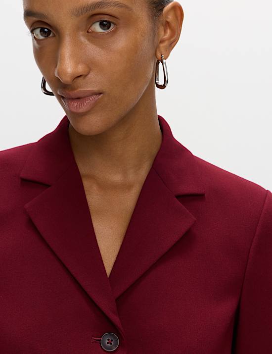 Taillierter Cropped-Blazer in Wolloptik mit Reverskragen