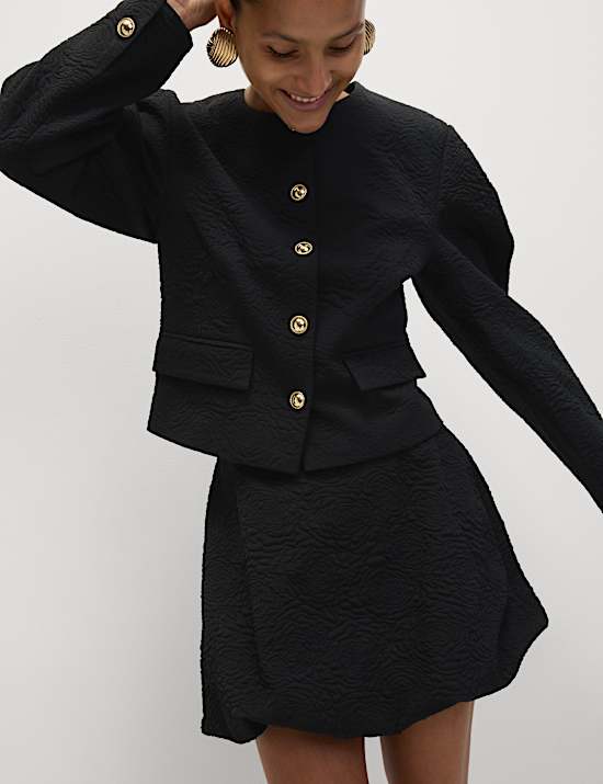 Jacquard Collarless Jacket