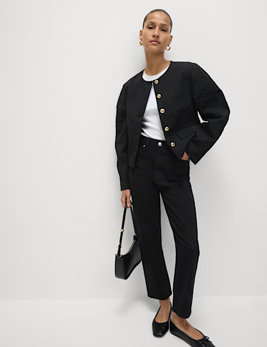 Jacquard Collarless Jacket