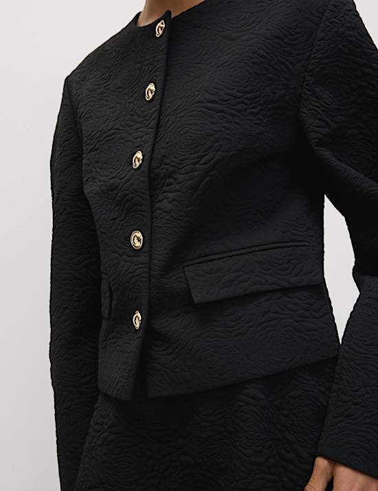 Jacquard Collarless Jacket