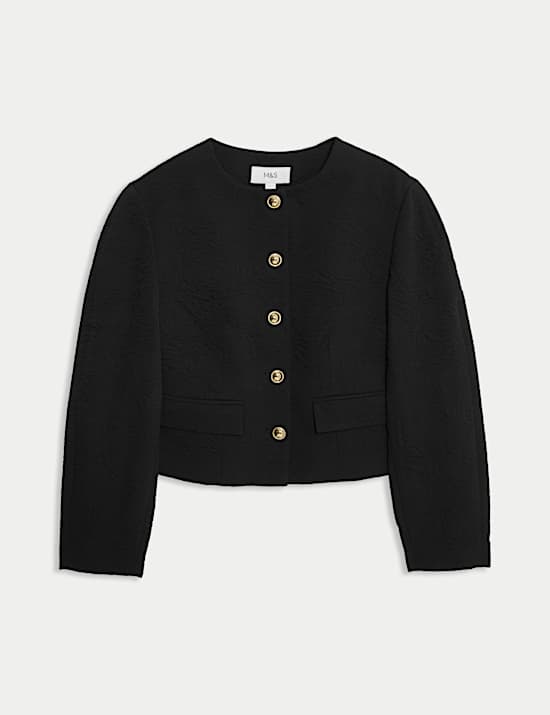 Jacquard Collarless Jacket