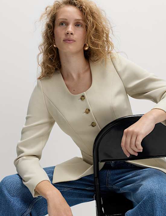 Soft Poly Collarless Jacket