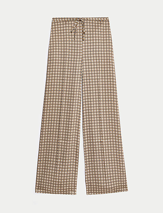 Pantalon large à motif géométrique avec cordon
