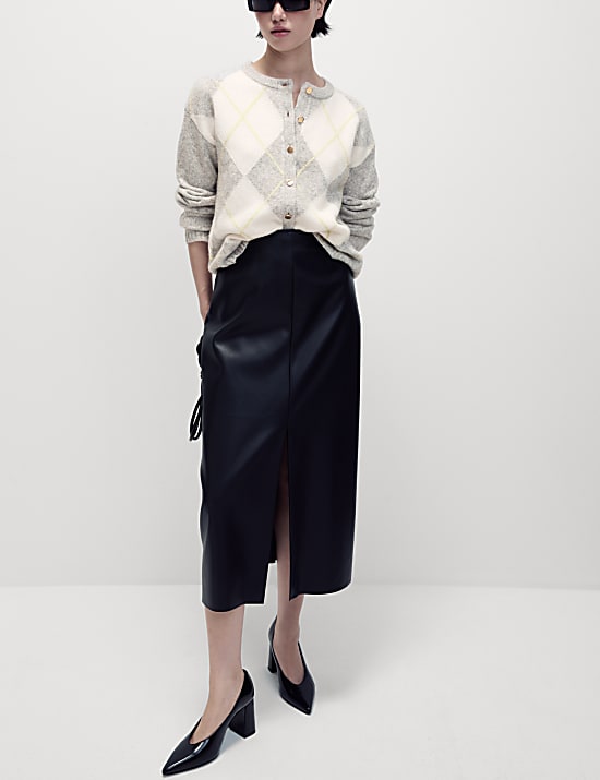 Jupe crayon midaxi en similicuir