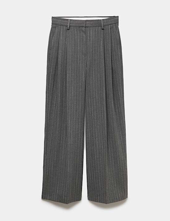Pantalones de pernera recta con pinzas y rayas diplom&aacute;ticas