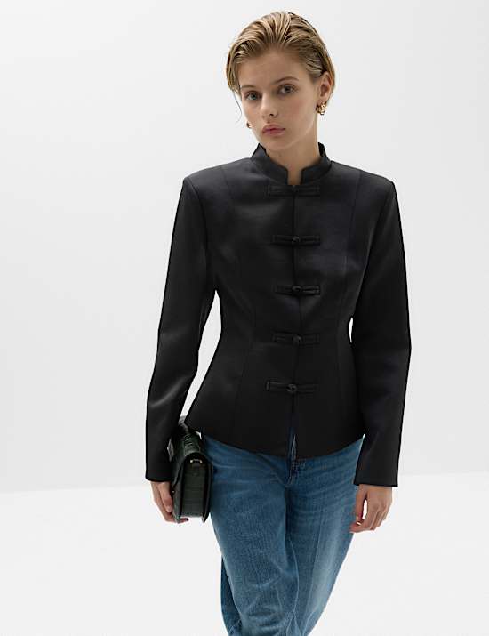 Blazer texturizado de aspecto satinado