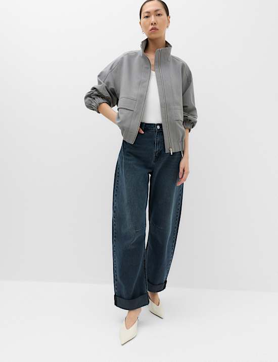 Funnel Neck Tailored Jacket