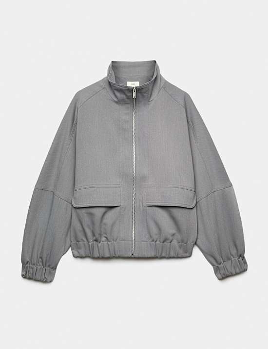 Funnel Neck Tailored Jacket