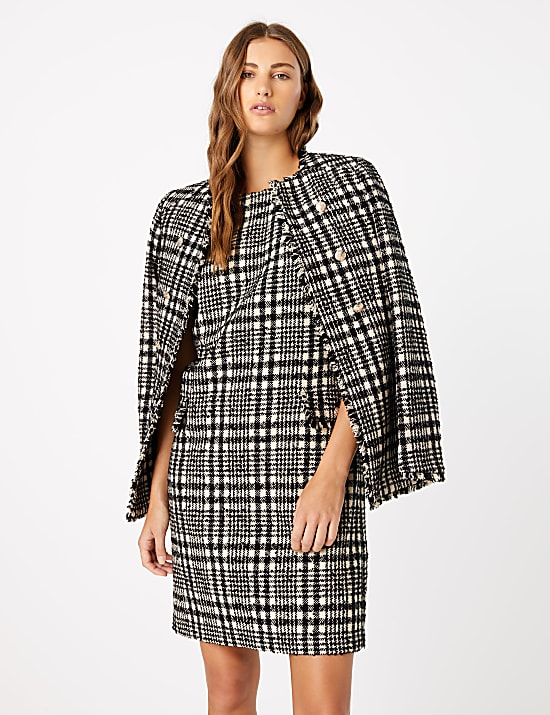 Tweed Checked Shift Mini Dress