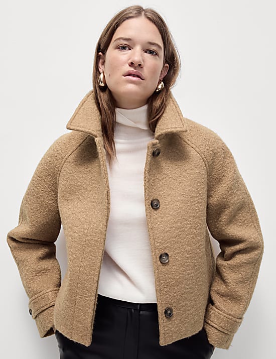 Textured Collared Short Coat