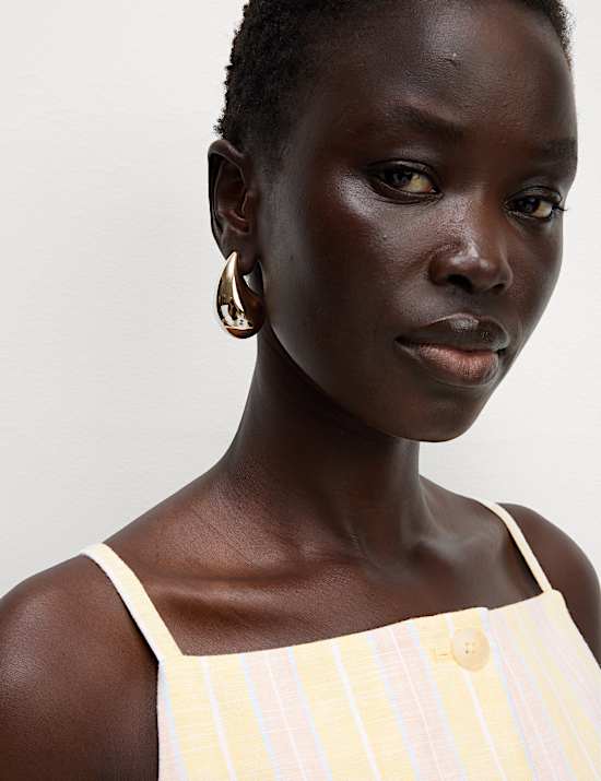 Linen Blend Striped Strappy Waistcoat