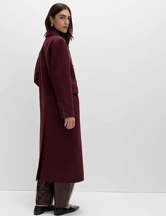 Double Breasted Longline Coat With Wool