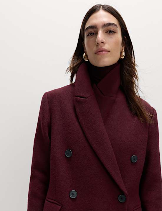 Double Breasted Longline Coat With Wool