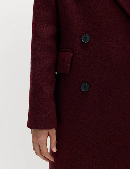 Double Breasted Longline Coat With Wool