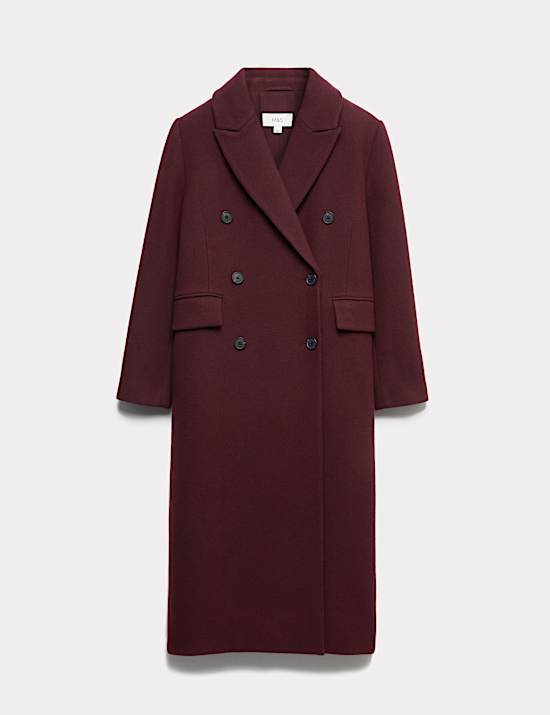 Double Breasted Longline Coat With Wool