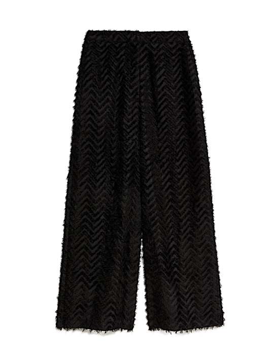 Textured Wide Leg Ankle Grazer Trousers
