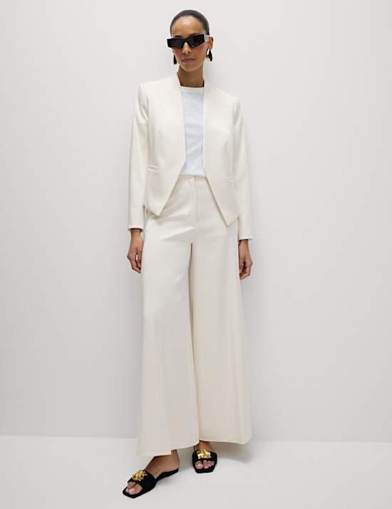 Satin Collarless Blazer