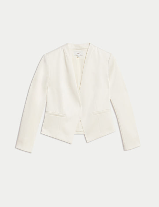 Satin Collarless Blazer