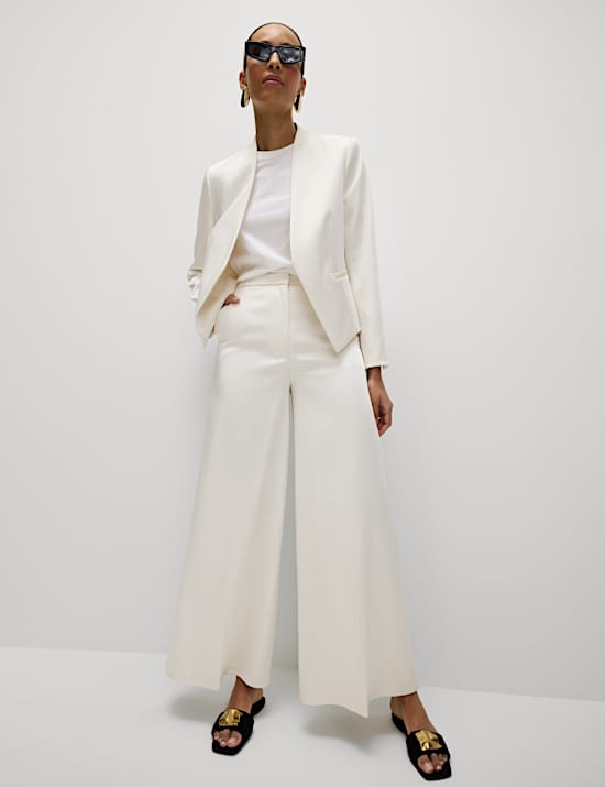 Satin Elasticated Waist Palazzo Trousers