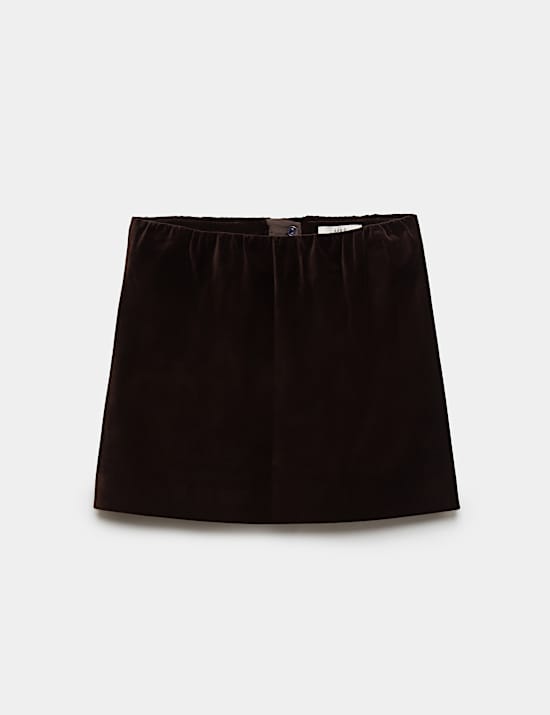 Cotton Velvet Mini A Line Skirt