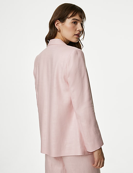 Ruimvallende, linnenrijke blazer met één rij knopen