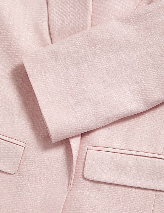 Ruimvallende, linnenrijke blazer met één rij knopen