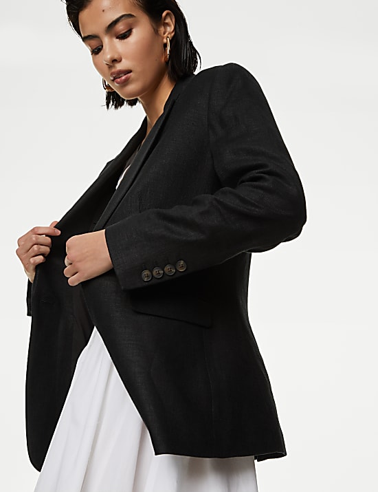 Linen Rich Single Breasted Blazer