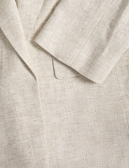 Linen Blend Relaxed Single Breasted Blazer