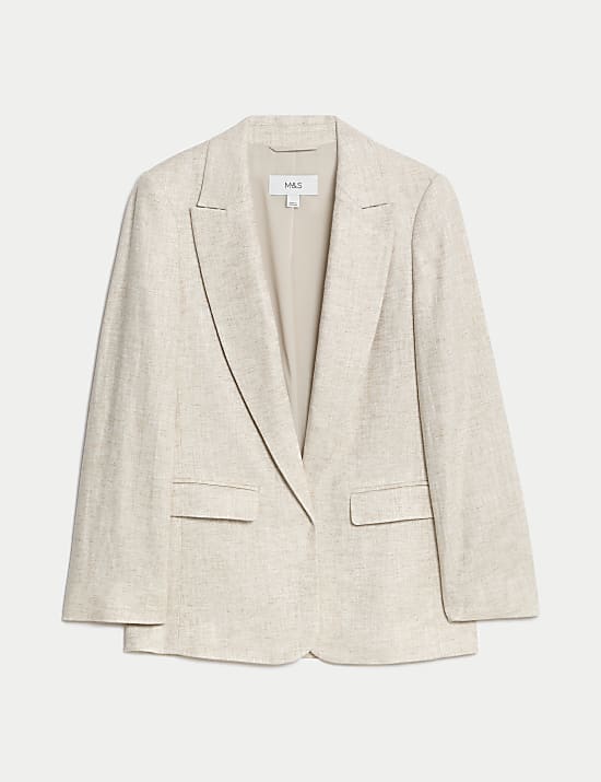 Linen Blend Relaxed Single Breasted Blazer