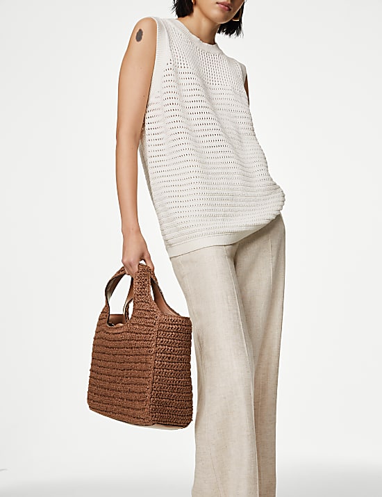 Pantalon coupe large en lin mélangé