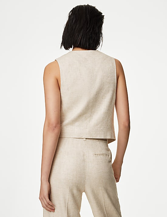 Gilet van linnenmix met elegante snit