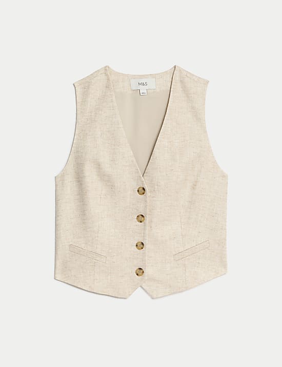 Gilet van linnenmix met elegante snit