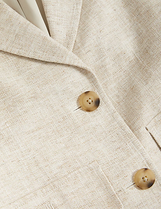 Linen Blend Short Sleeve Cropped Blazer