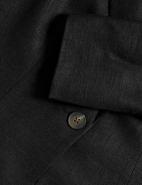 Linen Blend Revere Collar Cropped Blazer