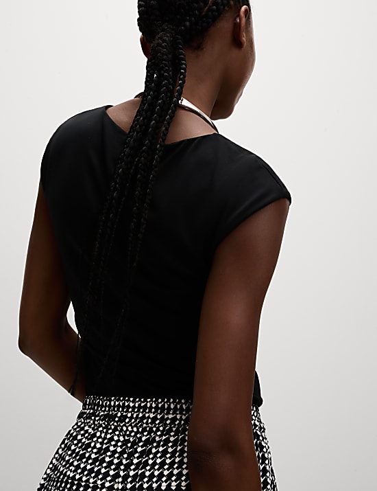 Printed Elasticated Waist Wide Leg Trousers