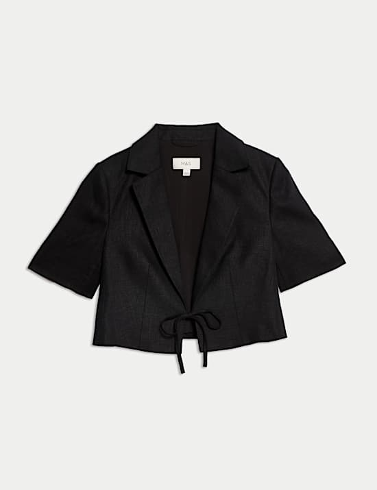 Linen Twill Rich Cropped Short Sleeve Jacket