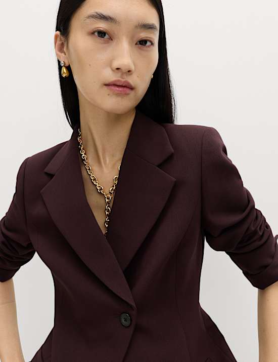 Tailored Cinched Asymmetric Single Breasted Blazer