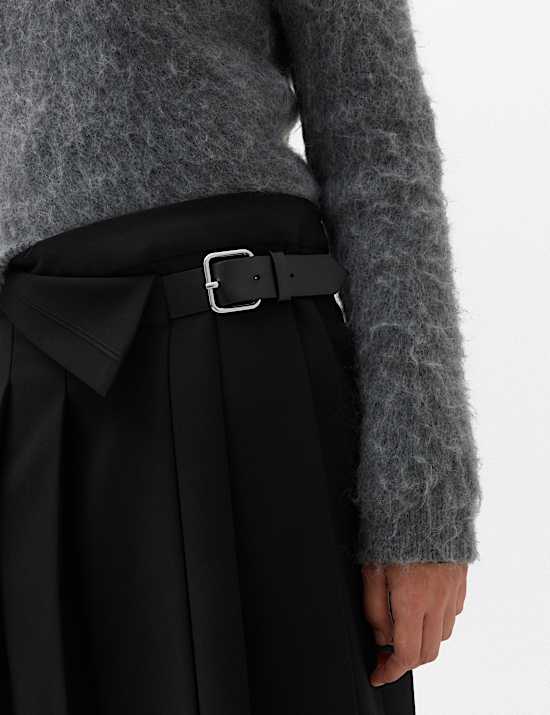 Pleated Wrap Kilt Skirt