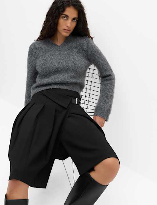 Pleated Wrap Kilt Skirt