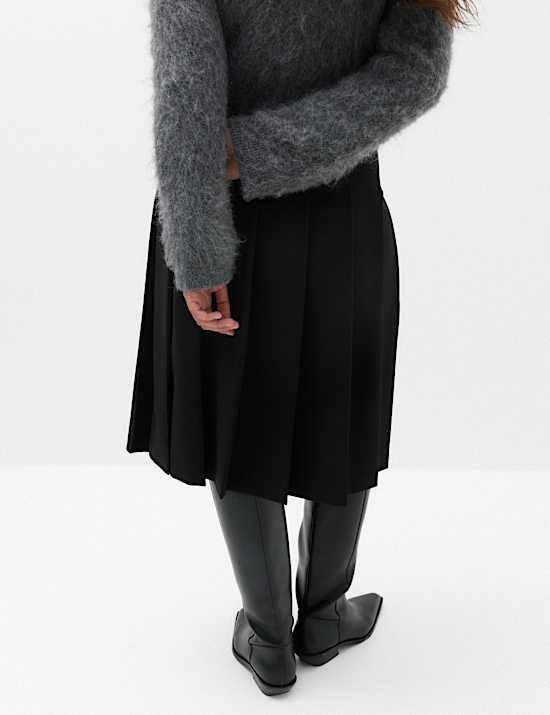 Pleated Wrap Kilt Skirt